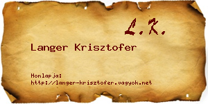 Langer Krisztofer névjegykártya